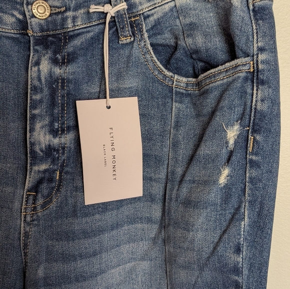 Flying Monkey Black Label Women's Blue  Flared Jeans Size 32 - Picture 3 of 15